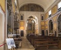 Lisbon, Portugal, October 24, 2021: Interior of Igreja de Santa Cruz do Castelo white baroque church at medieval quarter