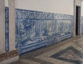 Lisbon, Portugal, October 24, 2021: The old ceramics tiles picture, traditional azulejos in the Convento de Nossa Royalty Free Stock Photo