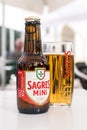 Small Mini bottle of local portugese beer Sagres