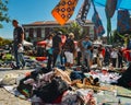 View of Lisbon`s iconic Ladra open flea market in the Alfama district