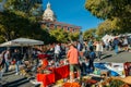 View of Lisbon`s iconic Ladra open flea market in the Alfama district