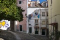 View of traditional old buildings in the historic neighborhood of Alfama in Lisbon Royalty Free Stock Photo