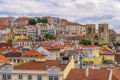 Lisbon, Portugal panoramic landscape of 12th-century Lisbon Cathedral, Se De Lisboa, surrounded by traditional low-rise red tile Royalty Free Stock Photo