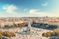 Lisbon, Portugal. Panoramic view of the Piazza della Repubblica and the Pantheon, Lisbon aerial skyline panorama european city