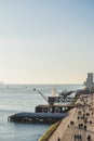 Lisbon, Portugal - 12/28/18: Pedestrian walkway riverside, tagus river