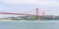 Landscape view on the 25th of April Bridge, Portugal Royalty Free Stock Photo