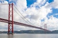 Lisbon, Portugal. Ponte 25 de Abril Suspension Bridge over the Tagus or Tejo Royalty Free Stock Photo