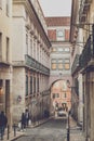 Lisbon, Portugal - 01/03/19: Rose street Arch Bairro Alto Rua da Rosa