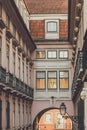 Lisbon, Portugal - 01/03/19: Rose street Arch Bairro Alto Rua da Rosa