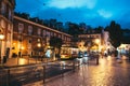 Lisbon, Portugal - 10 September 2014. Night in Lisbon, traditional tram in Alfama Royalty Free Stock Photo