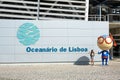 Lisbon, Portugal - September 13, 2023. Tourist at the entrance of Lisbon Oceanarium
