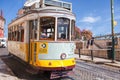 Vintage tram in the city center of Lisbon Lisbon, Portugal in a summer day Royalty Free Stock Photo