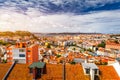 Lisbon, Portugal skyline with Sao Jorge Castle. Panoramic aerial view of Lisbon, Portugal. Panorama view of old town Lisbon and Royalty Free Stock Photo