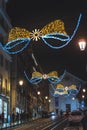 Lisbon, Portugal - 12/26/18: Street Christmas lights decorations
