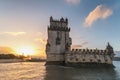 Lisbon Portugal sunrise at Belem Tower Royalty Free Stock Photo