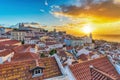 Lisbon Portugal sunrise city skyline at Alfama district Royalty Free Stock Photo