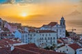 Lisbon Portugal sunrise city skyline at Alfama district