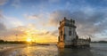 Lisbon Portugal sunrise at Belem Tower Royalty Free Stock Photo