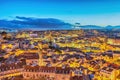 Lisbon Portugal sunset city skyline at Baixa district