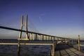 Lisbon/Portugal: 20/06/2020: The Vasco da Gama Bridge is a cable-stayed bridge flanked by viaducts and rangeviews that spans the Royalty Free Stock Photo