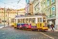 Characteristic tram in the center of Lisbon