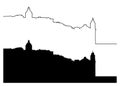 Lisbon silhouette, outline cityscape