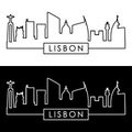 Lisbon skyline. Linear style.