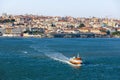 Lisbon skyline on the Tagus River, excursion boat tour, Portugal Royalty Free Stock Photo