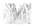 Lisbon street drawn sketch.Vector illustration