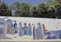 Lisbon, 18th July: Azulejo Mural from Campo de Santa Clara from Alfama of Lisbon