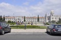 Lisbon, 15th July: Jardim Praca do Imperio front of Jeronimos Monastery building from Belem district in Lisbon