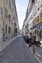 Lisbon, 16th July: Narrow street view from Pedestrian Street Rua Augusta of Lisbon in Portugal