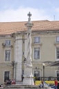 Lisbon, 16th July: Pillory with Spiral Column of Justice Praca de Municipio Square in Lisbon Portugal