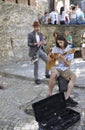 Lisbon, 14th July: Street musicians Band n front of Castle Sao Jorge from Alfama district in Lisbon