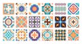 Lisbon tile pattern. Traditional portuguese spanish moroccan mosaic ceramic, decorative ornate square azulejos Royalty Free Stock Photo