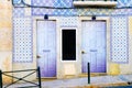 Travel Lisbon, Traditional Azulejos Facade Building, Blue and White Glazed Tiles Royalty Free Stock Photo