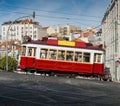 Lisbon tram in Bairro Alto district, Lisbon. Royalty Free Stock Photo