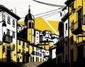 Lisbon Travel Illustration, Portugal Tourism Concept, Western Europe Drawing Imitation, AI Generative Content