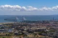 Lisbon Vasco da Gama Bridge aerial view panorama Royalty Free Stock Photo