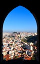 Lisbon view from a window in SÃÂ£o Jorge Castle Royalty Free Stock Photo