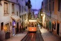 Lisbon yellow tram funicular Royalty Free Stock Photo