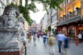 Lisle Street In London Chinatown UK With Motion Blurred Tourists Royalty Free Stock Photo