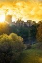 Lismore castle sunset over the blackwater river Royalty Free Stock Photo