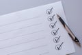 Fully checked list with copy space Royalty Free Stock Photo