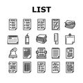 list check document tick icons set vector