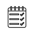List check mark notepad spiral icon thick line