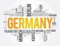 List of cities in Germany, word cloud collage, travel concept Royalty Free Stock Photo