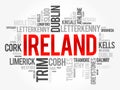 List of cities in Ireland word cloud collage, business and travel concept background