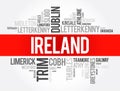 List of cities in Ireland word cloud collage, business and travel concept background