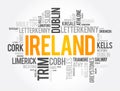 List of cities in Ireland word cloud collage concept